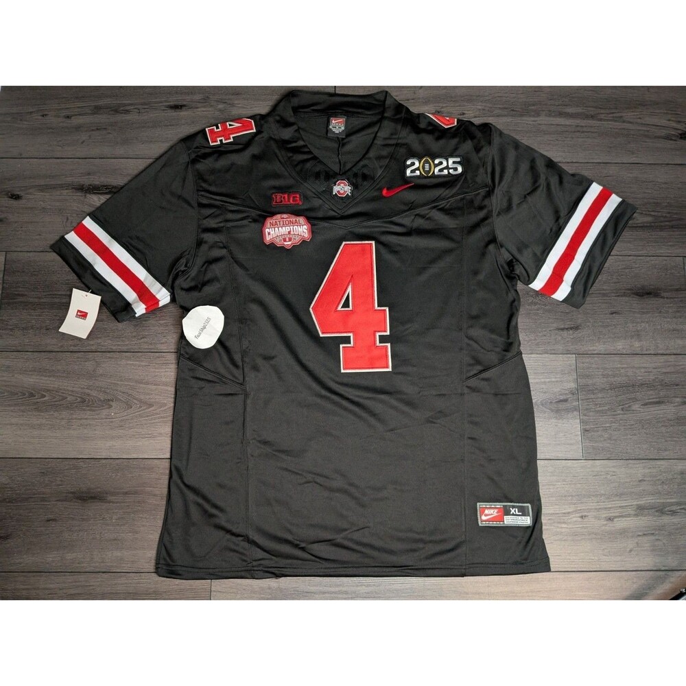 Jeremiah Smith #4 Ohio Buckeyes ๐ 2025 BLACKOUT Natty Champs Jersey XL - Picture 1 of 4